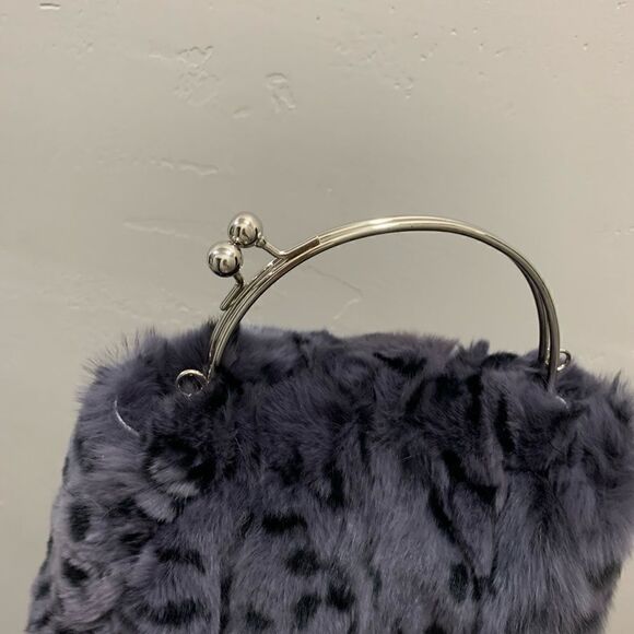 Handmade Real Rex Rabbit Fur Kiss-lock Top Handle Bag/Crossbody - Picture 10 of 12